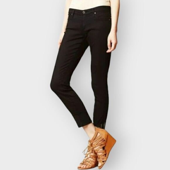 Adriano Goldschmied Jeans The Stevie Slim Straight Leg Jeans Black Mid Rise 27 - Picture 1 of 11
